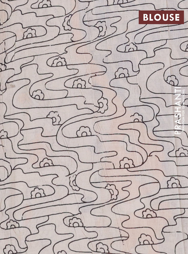 Kalamkari cotton saree violet and mango yellow with allover prints and printed border