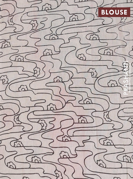 Kalamkari cotton saree green and orange with allover prints and printed border