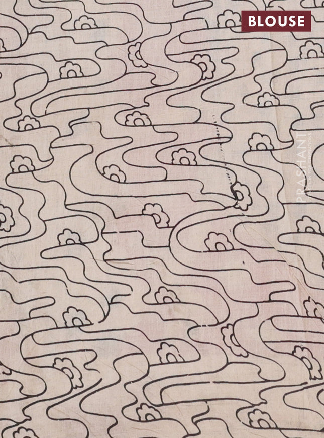 Kalamkari cotton saree blue and pink with allover prints and printed border