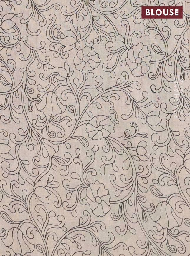 Kalamkari cotton saree magenta pink and green with allover prints and printed border