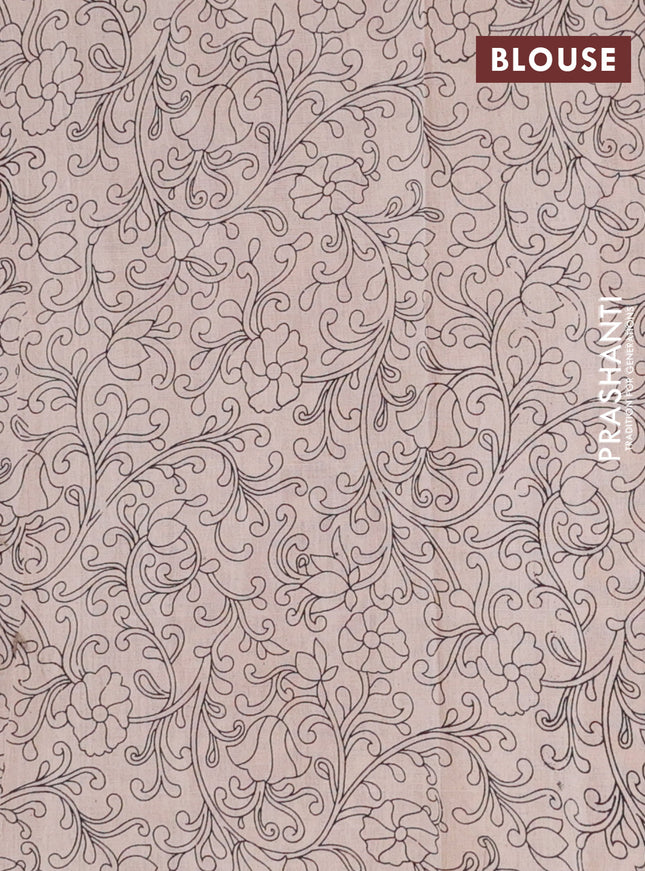 Kalamkari cotton saree yellow and maroon with allover prints and printed border