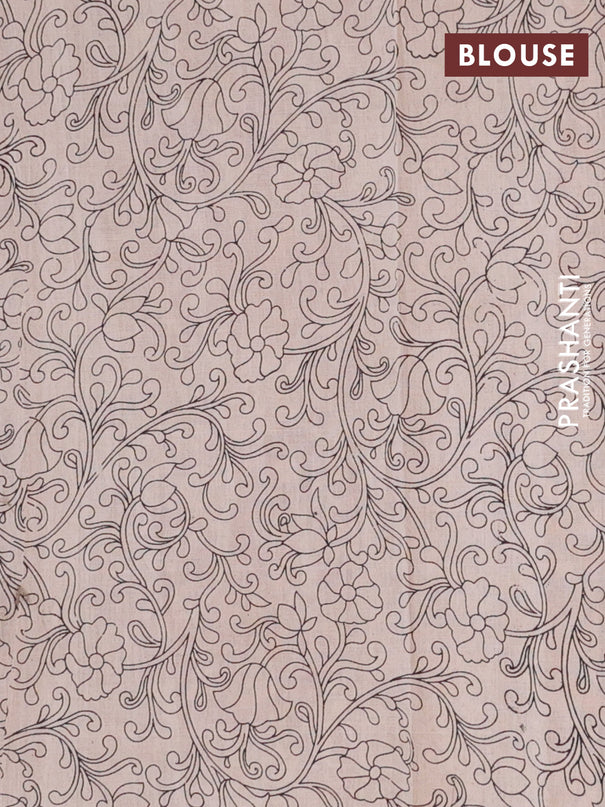 Kalamkari cotton saree yellow and maroon with allover prints and printed border