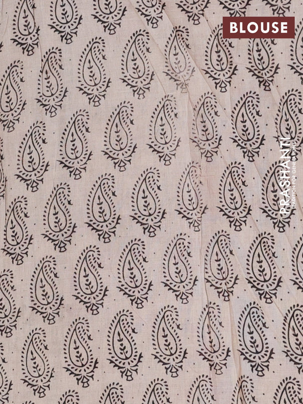 Kalamkari cotton saree blue and beige with allover prints and printed border