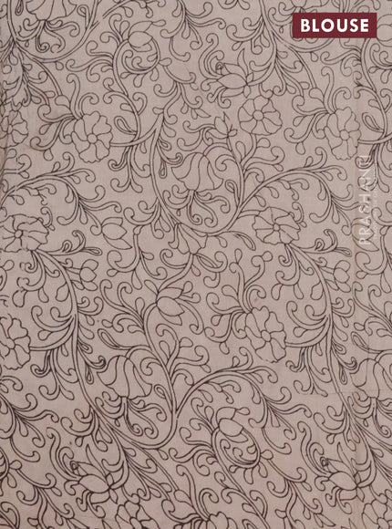 Kalamkari cotton saree black and maroon with allover prints and printed border