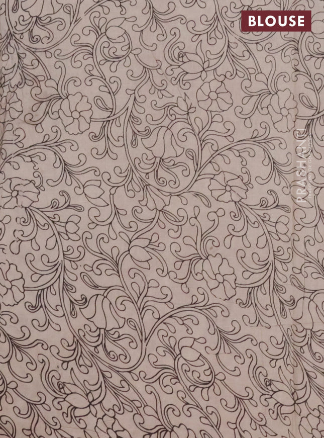 Kalamkari cotton saree black and maroon with allover prints and printed border