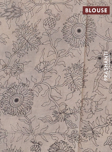 Kalamkari cotton saree black and beige with allover prints and printed border