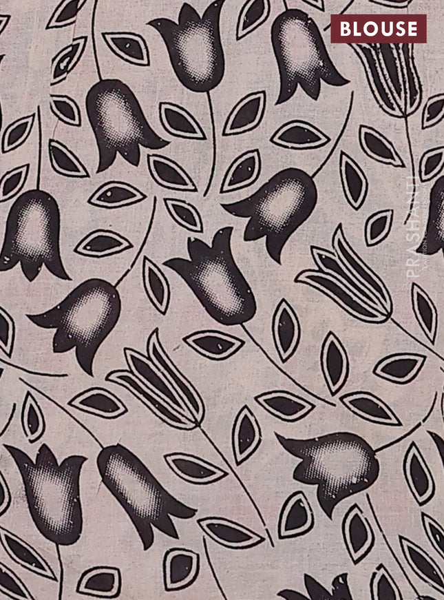 Kalamkari cotton saree dark green and dark mustard with allover prints and printed border