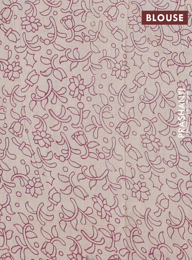 Kalamkari cotton saree blue and magenta pink with allover prints and printed border