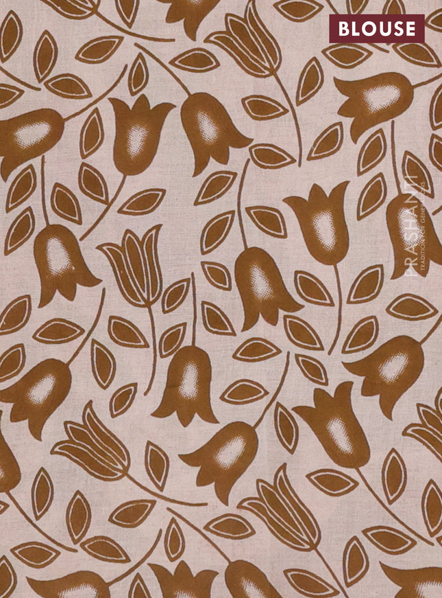 Kalamkari cotton saree dark mustard and maroon with allover prints and printed border