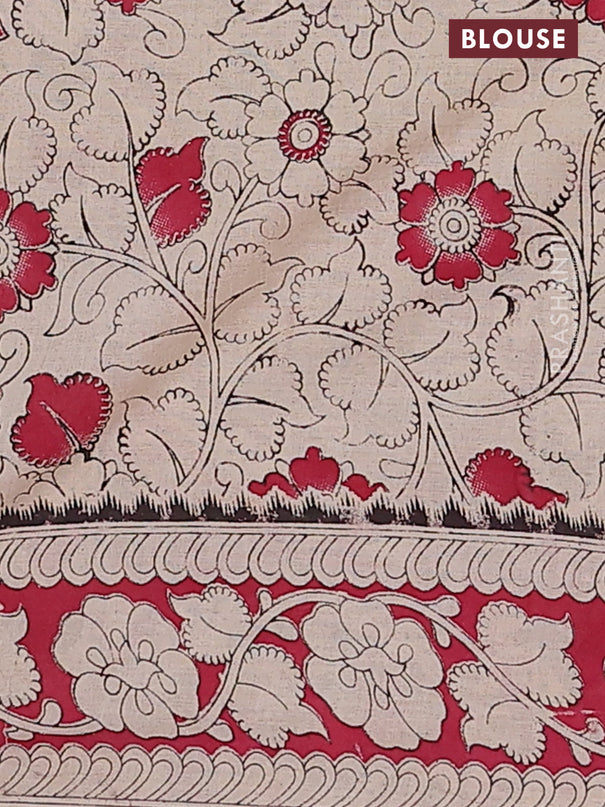 Kalamkari cotton saree brown shade and pink with allover prints and printed border