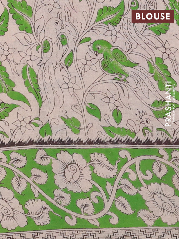 Kalamkari cotton saree magenta pink and green with allover prints and printed border