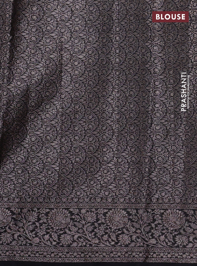 Semi chiniya silk saree black with allover zari woven buttas and zari woven border