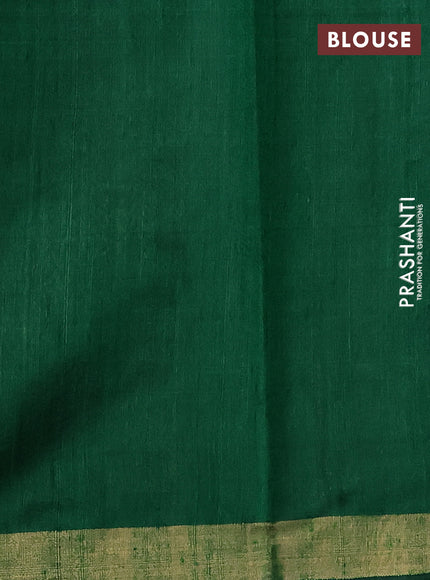 Pure dupion silk saree green with zari woven floral buttas and zari woven border
