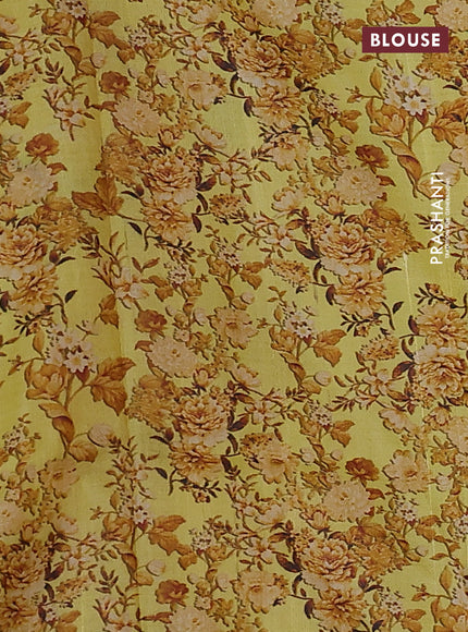 Pure tussar silk saree yellow with allover floral prints in borderless style
