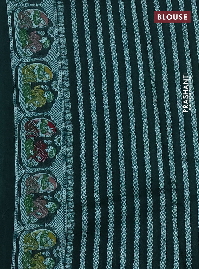 Banarasi semi raw silk saree green with zari buttas and mina border