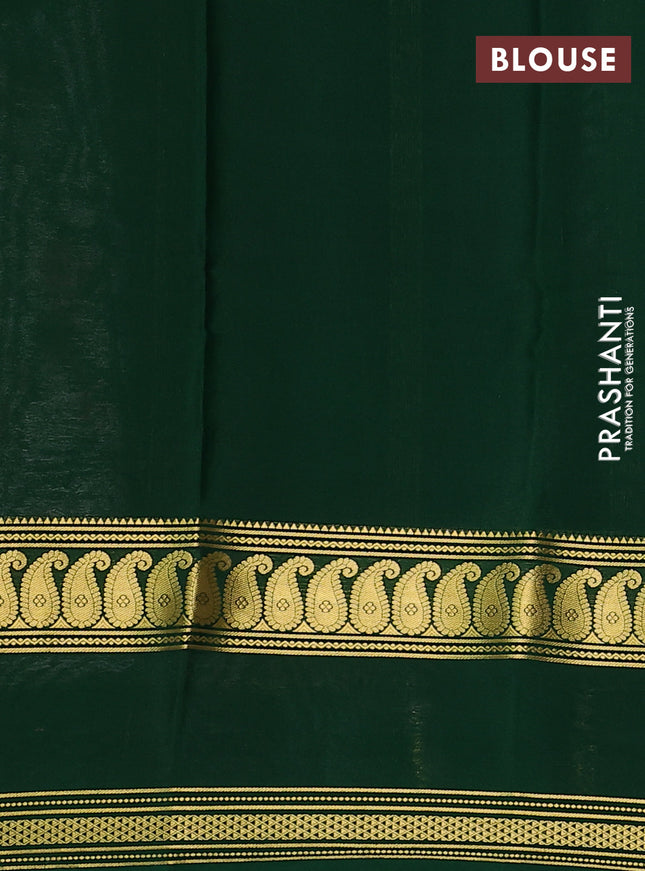 Pure mysore silk saree pastel purple and green with allover floral prints and zari woven border