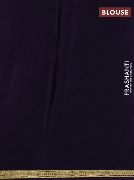 Pure mysore silk saree lavender and dark blue with digital prints & zari buttas and long zari woven border