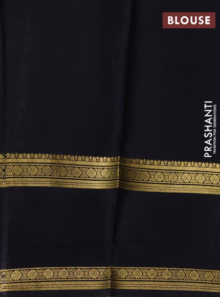 Pure mysore silk saree sandal and black with allover kalamkari prints and rettapet zari woven border