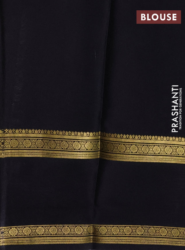 Pure mysore silk saree sandal and black with allover kalamkari prints and rettapet zari woven border