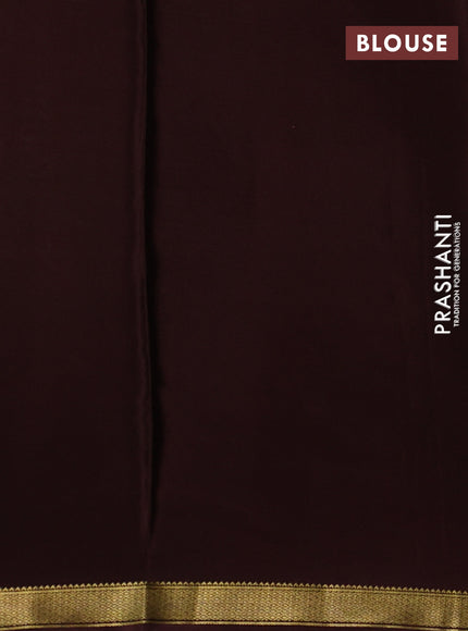 Pure mysore silk saree beige and brown with allover digital prints and rettapet zari woven border