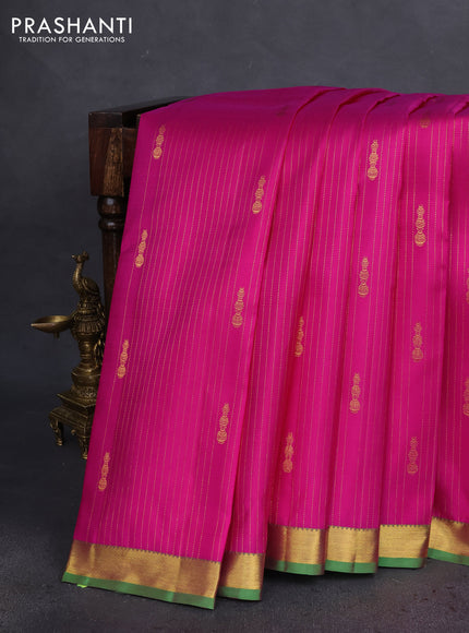 Pure kanchipuram silk saree pink and green with allover zari weaves & butttas and zari woven border