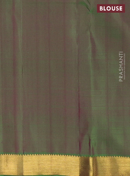 Pure kanchipuram silk saree pink and green with allover zari weaves & butttas and zari woven border