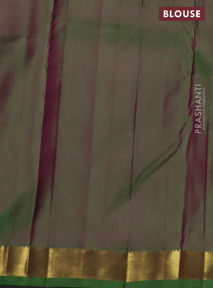 Pure kanchipuram silk saree magenta pink and green with allover zari weaves & butttas and zari woven border