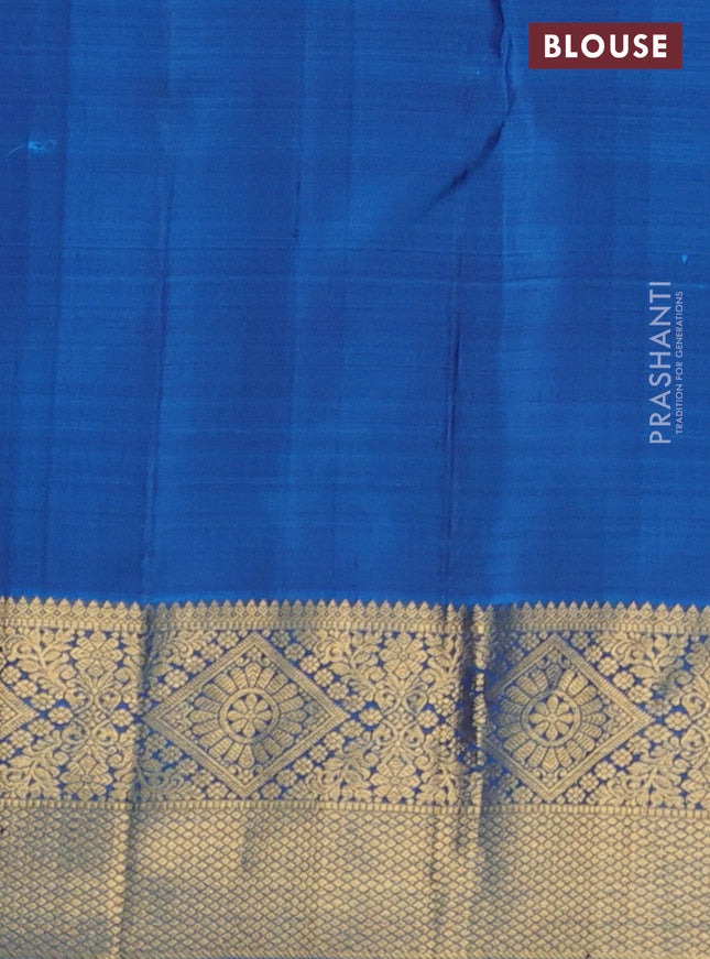 Pure kanchipuram silk saree purple and cs blue with zari woven buttas and zari woven border