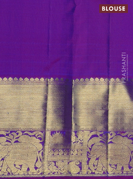 Pure kanchipuram silk saree royal blue and dual shade of pink with zari woven buttas and zari woven border