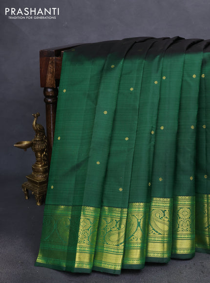 Pure kanchipuram silk saree green with zari woven buttas and zari woven border