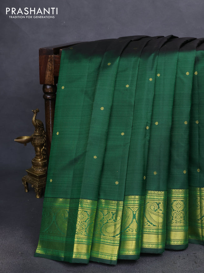 Pure kanchipuram silk saree green with zari woven buttas and zari woven border