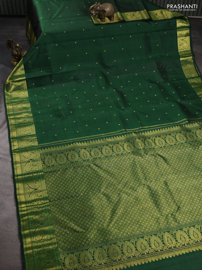 Pure kanchipuram silk saree green with zari woven buttas and zari woven border