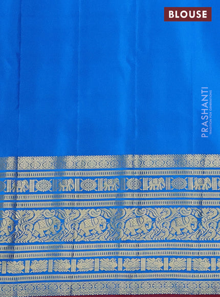 Pure gadwal silk saree purple and cs blue with zari woven buttas and rich zari woven border