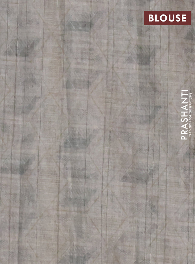 Semi tussar saree pastel grey with digital prints in borderless style