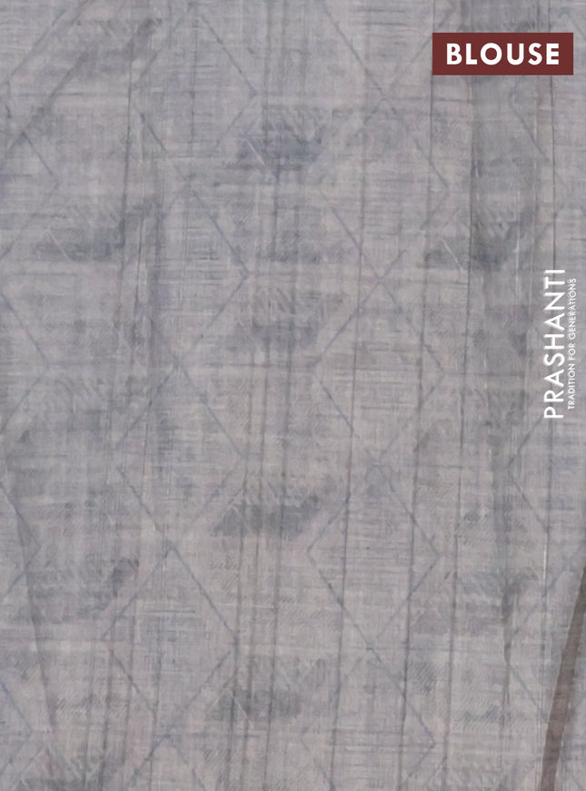 Semi tussar saree grey with digital prints in borderless style