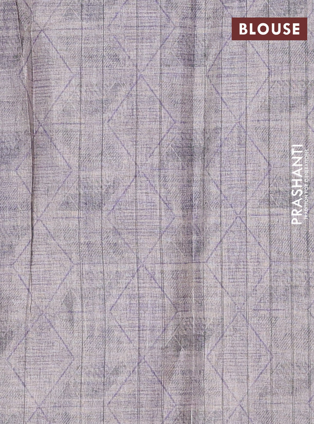 Semi tussar saree beige and violet shade with digital prints in borderless style