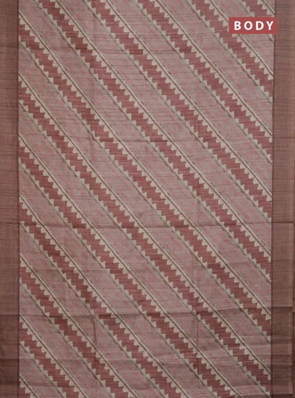 Semi tussar saree rust shade with allover prints and simple border