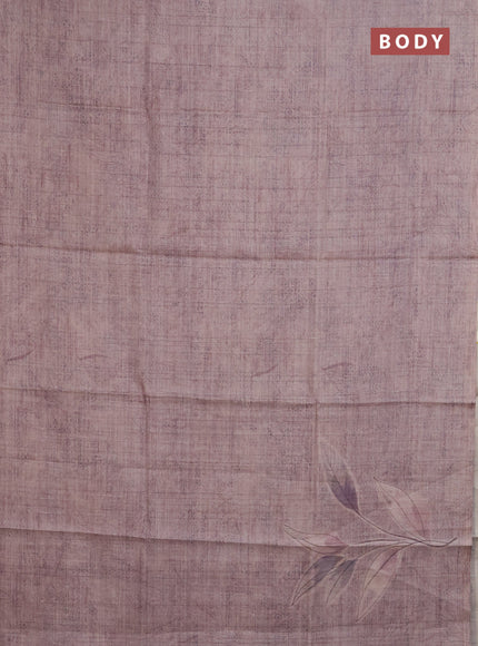Semi tussar saree pastel pink with floral digital prints in borderless style