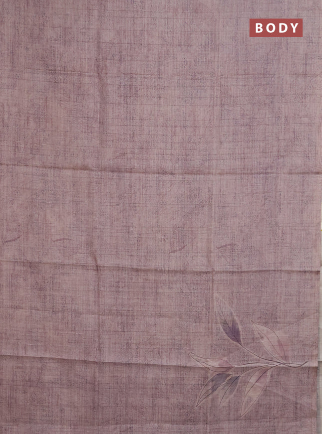 Semi tussar saree pastel pink with floral digital prints in borderless style