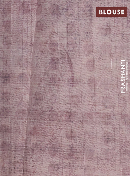 Semi tussar saree pastel pink with floral digital prints in borderless style