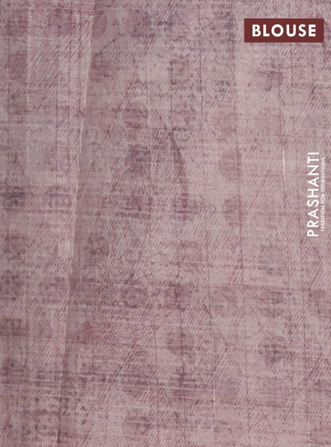 Semi tussar saree pastel pink with floral digital prints in borderless style