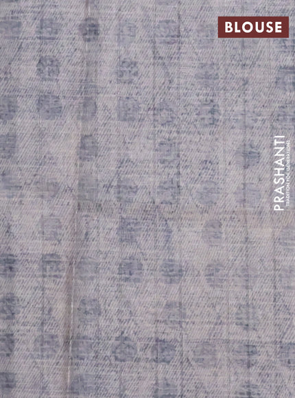 Semi tussar saree grey shade with floral digital prints in borderless style