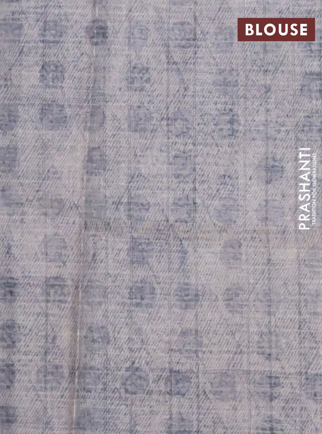 Semi tussar saree grey shade with floral digital prints in borderless style