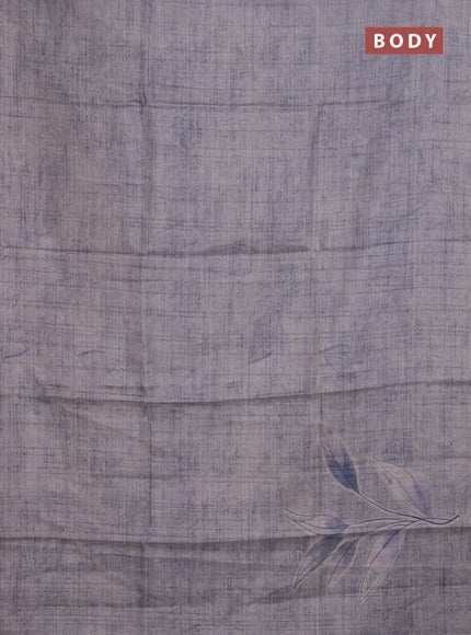 Semi tussar saree pastel violet with floral digital prints in borderless style