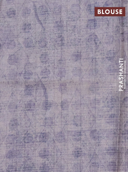 Semi tussar saree pastel violet with floral digital prints in borderless style
