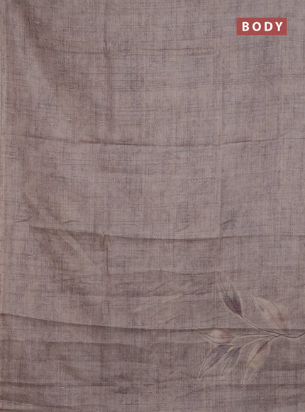 Semi tussar saree beige with floral digital prints in borderless style