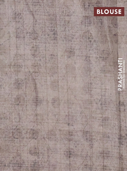 Semi tussar saree beige with floral digital prints in borderless style