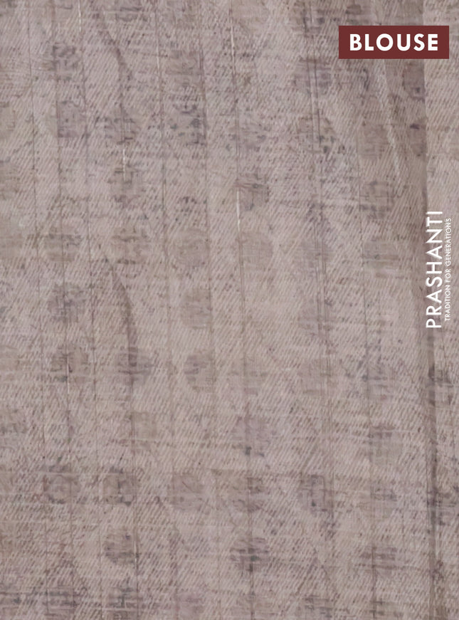 Semi tussar saree beige with floral digital prints in borderless style