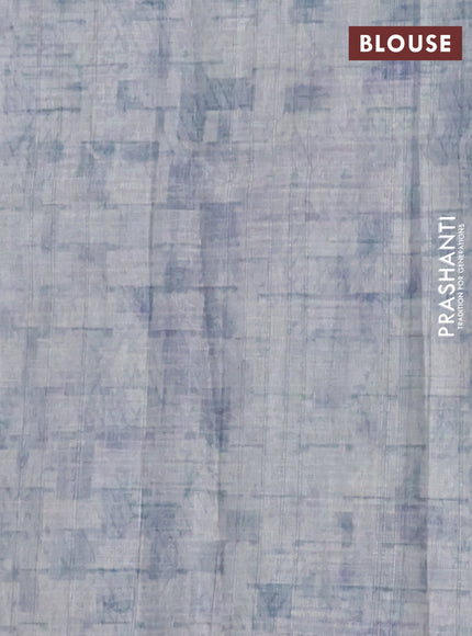 Semi tussar saree pastel grey with digital prints in borderless style