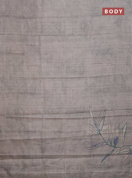Semi tussar saree grey shade with digital prints in borderless style